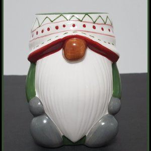 NEW RARE Pottery Barn Christmas Figural Festive Gnome 13 OZ Earthenware
